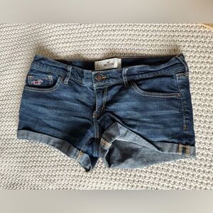 Y2K Hollister Low Rise Dark Wash Short Denim Shorts Sz 5/27 Cuffed